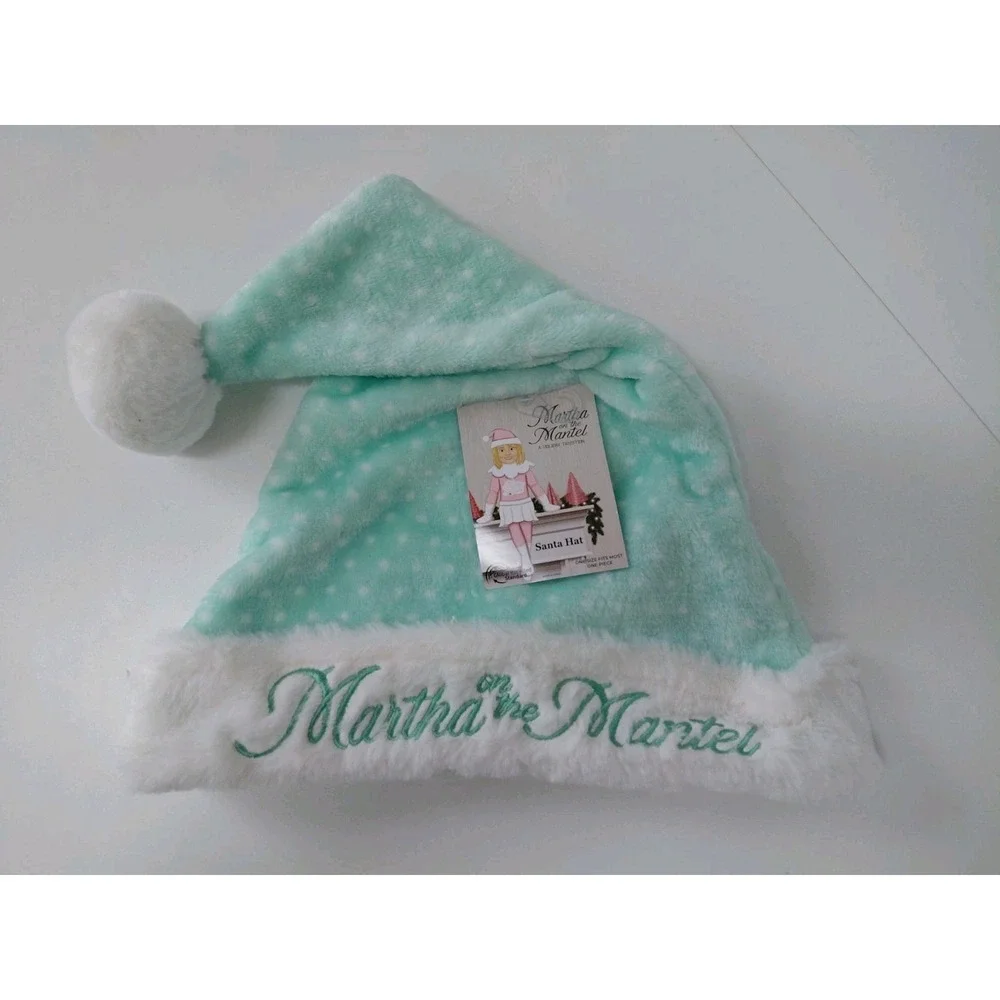 Martha On The Mantel Martha Stewart‎ Santa Hat OSFM Mint Green NEW